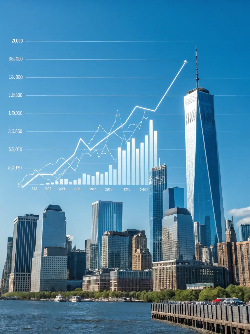A graph showing positive investment growth, with a cityscape in the background, representing strategic investor support.